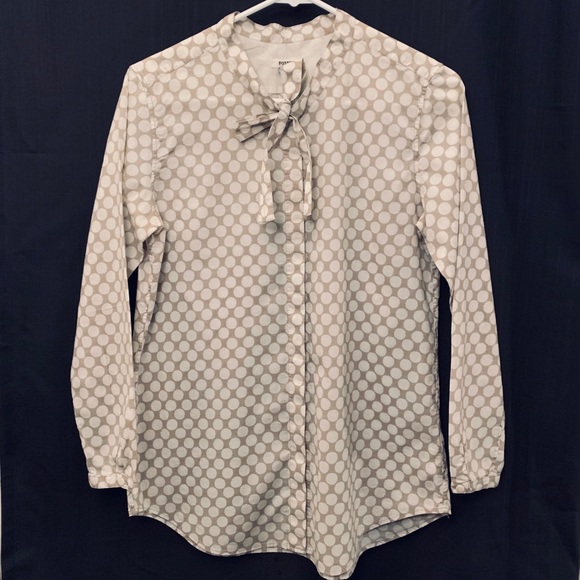 Fossil cotton tieneck buttondown blouse 3/4sleeves - Picture 1 of 5